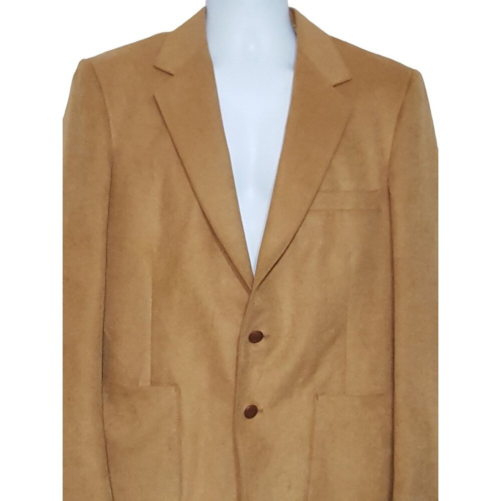 Farah WFF Designer Series Vintage Men's Ultrasuede Sport Coat Blazer Camel  40 R
